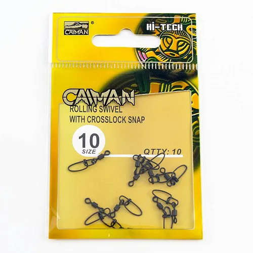 Застежка с вертлюгом Caiman 216008 black mat #10 10шт/уп 