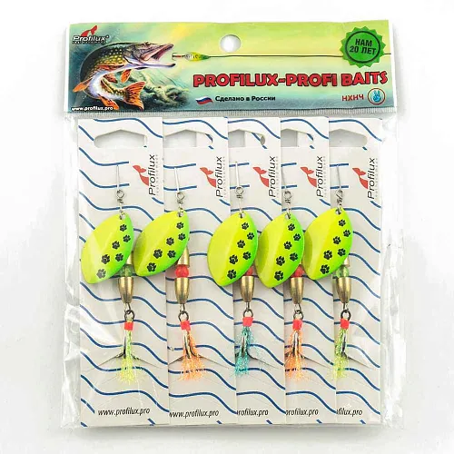 Блесна вращающаяся Profilux Олимпик 4 (10гр) цв. 219 желто-салатовый (5 шт в упак.)
