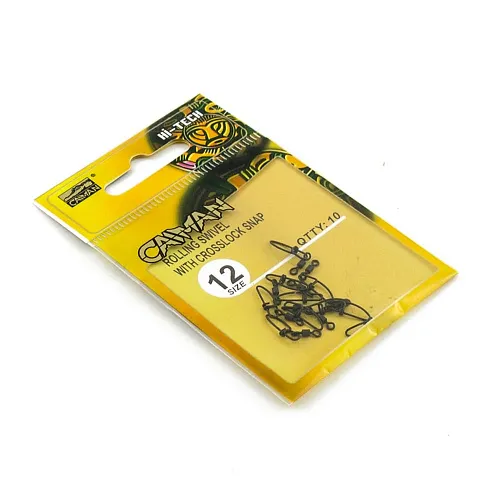 Застежка с вертлюгом Caiman 216009 black mat #12 10шт/уп 