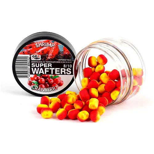 Бойлы нейтральной плавучести (Wafters) GBS Креветка-клюква 8х10мм