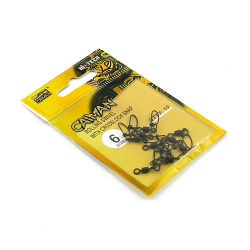 Застежка с вертлюгом Caiman 216005 black mat #6 10шт/уп 