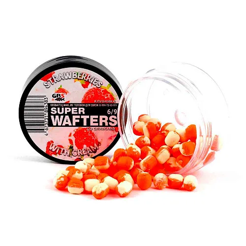 Бойлы нейтральной плавучести (Wafters) GBS Клубника со сливками 6х9мм