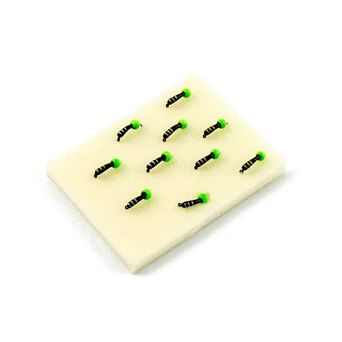 Мормышка вольфрамовая Мастив банан 2 черный, латунный шарик 0,37гр (неон зеленый)