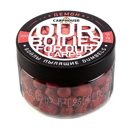 Бойлы Carp House пылящие насадочные дамбелс 14*18 мм Демон специи (банка 200гр)