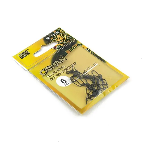 Застежка с вертлюгом Caiman 216015 black mat #6 10шт/уп 