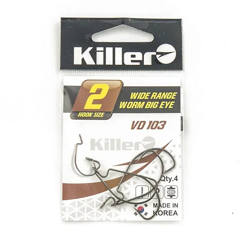 Крючок офсетный Killer Wide range worm (Большое ухо) № 2