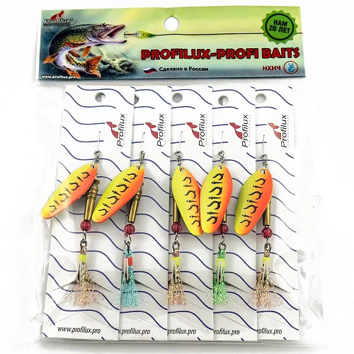 Блесна вращающаяся Profilux Мира 4 12гр цв. 008 (218 желтый-оранжевый) (5 шт в упак.)