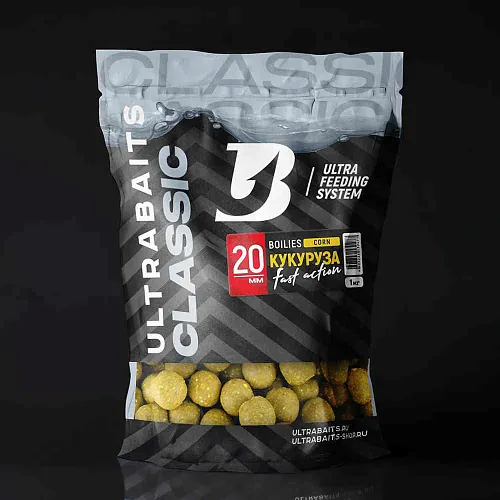 Бойлы прикормочные UltraBaits "Classic" Кукуруза 1 кг 20 мм