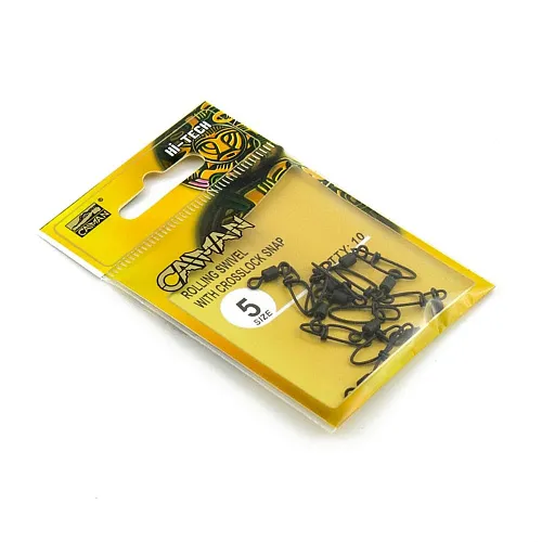 Застежка с вертлюгом Caiman 216004 black mat #5 10шт/уп 