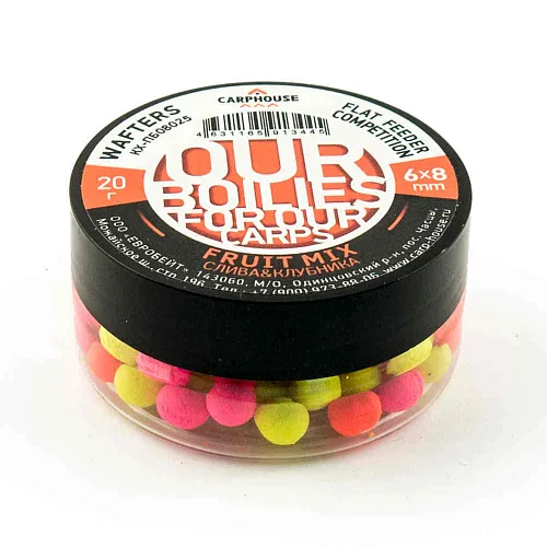 Бойлы Carp House Wafters дамбелс 6*8 мм Fruit mix слива-клубника (Фрукты)