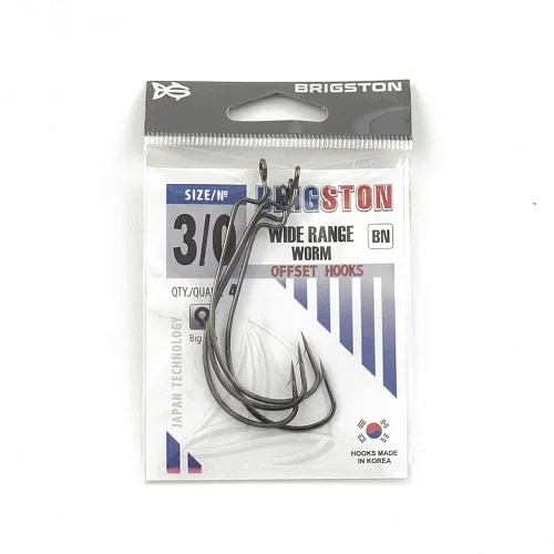 Крючок офсетный Brigston Wide Range Worm BN № 3/0 ( уп. 4 шт.)