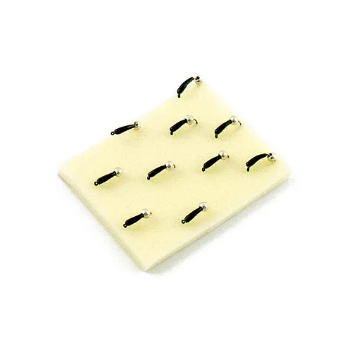 Мормышка вольфрамовая Мастив банан 2 черный+зеленый, латунный шарик 0,37гр (серебро)