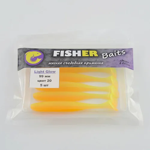 Виброхвост FISHER BAITS Light Glow 99мм цвет 20 (уп. 5шт)
