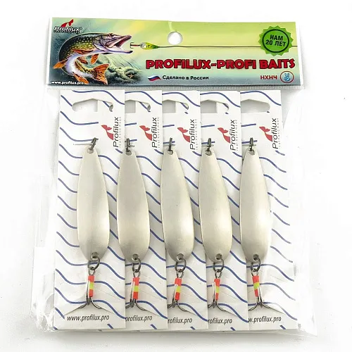 Блесна колеблющаяся Profilux Орка Б 11гр цв. 01-м серебро матовое (5 шт в упак.)