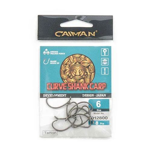 Крючки Caiman Curve Shank Carp (Mugga) Teflon №6 12800