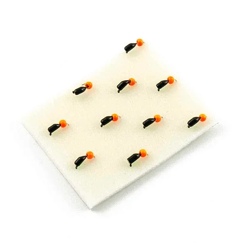 Мормышка вольфрамовая Мастив Микроб 2,5 черный+зеленый, латунный шарик 0,4гр (оранжевый)