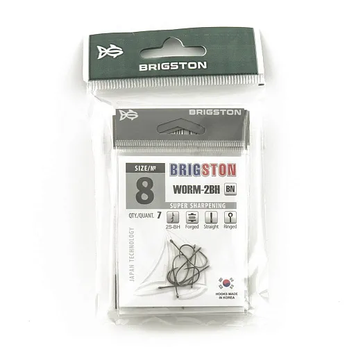 Крючок Brigston Worm 2BH BN № 8 ( уп. 6 шт.)