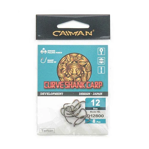 Крючки Caiman Curve Shank Carp (Mugga) Teflon №12 12800