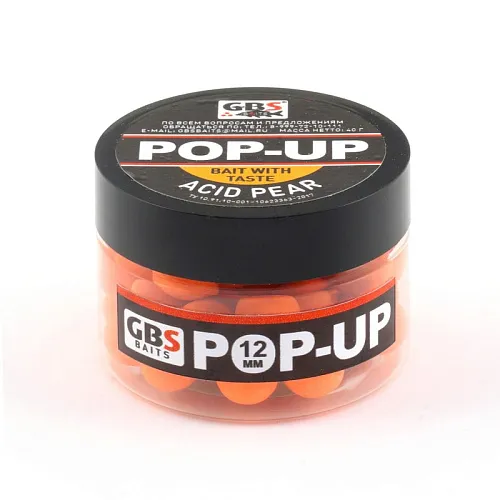 Бойлы GBS Baits Pop-up плавающие 8мм 40гр (уп. 6 шт) Asid Pear Кислотная груша