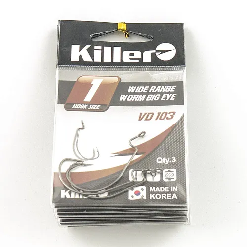 Крючок офсетный Killer Wide range worm (Большое ухо) № 1