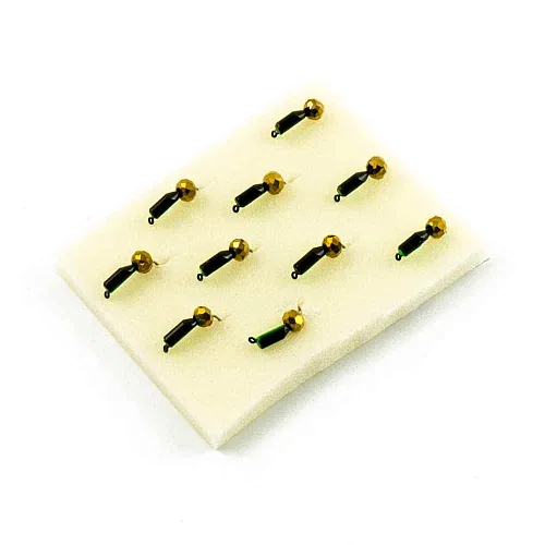 Мормышка вольфрамовая Мастив Безнасадка 2,5 черный+зеленый, гр шарик 0,6гр (золото)