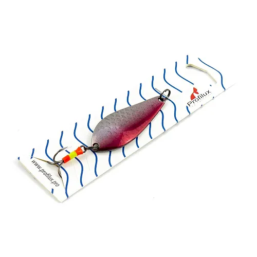 Блесна колеблющаяся нерж. Profilux Атом М 10гр цв. Н-09 серебро чешуя+красная полоса (5 шт в упак.)