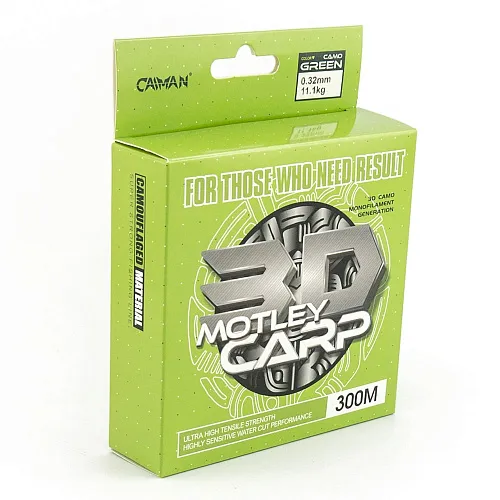 Леска Caiman Motley Carp 300м 3D Camo Green 0,32 мм (6шт в упак)