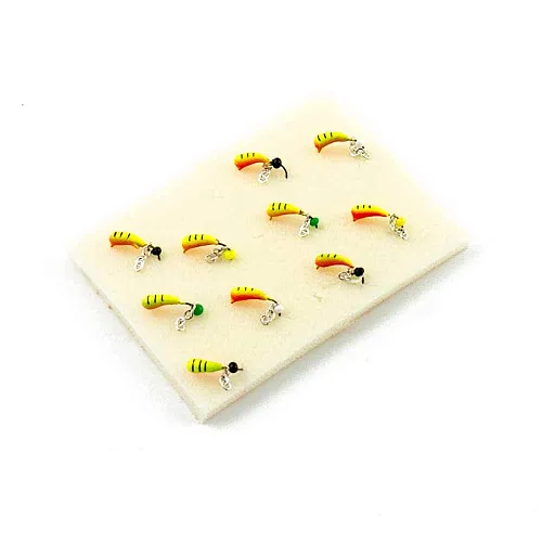 Мормышка вольфрамовая Мастив банан 2,5 петля художественный (желт), цепочка 0,5гр (серебро)