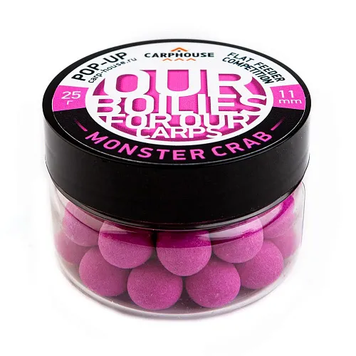 Бойлы Carp House Pop-Up 11 мм Flat Feeder Competition Monster Crab (банка)