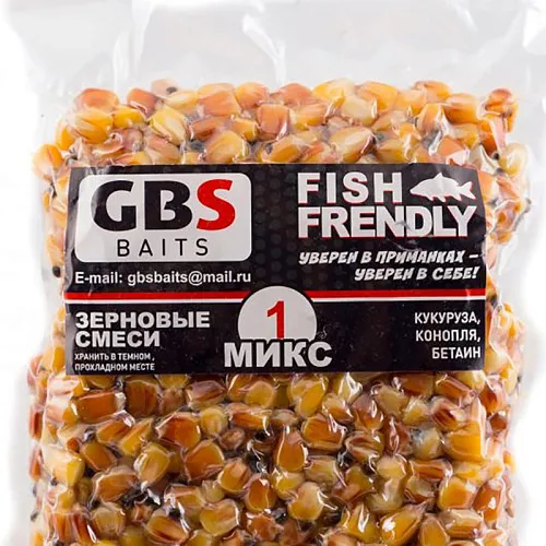 Зерновая смесь GBS № 1 Фасовка 1 кг (Кукуруза,конопля) (10 шт. в упак)