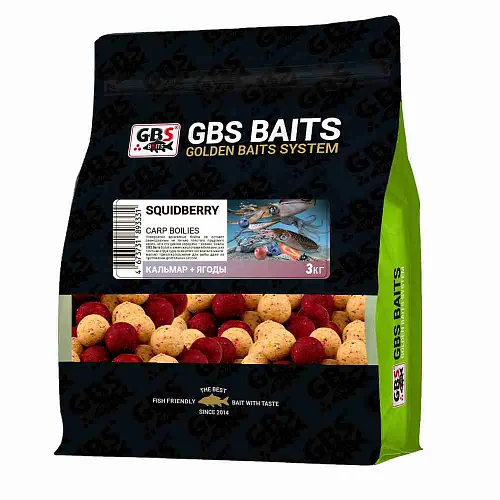 Бойлы тонущие GBS Baits 20мм 3кг Squidberry Кальмар клубника
