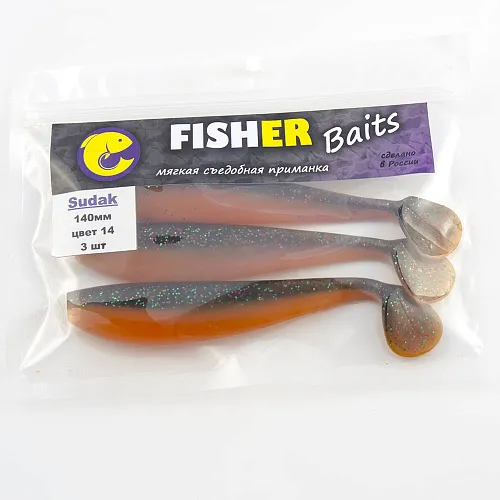 Виброхвост FISHER BAITS Sudak 140мм цвет 14 (уп. 3шт)