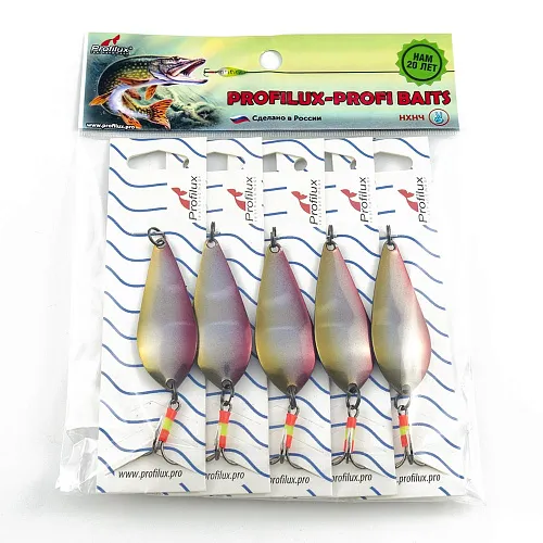Блесна колеблющаяся нерж. Profilux Атом М 10гр цв. Н-126 желтый+серебро+красный (5 шт в упак.)