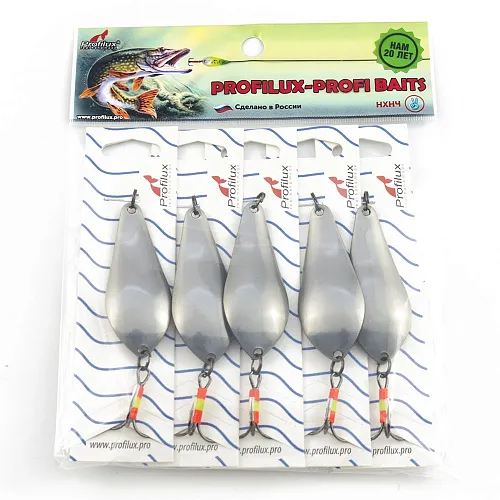 Блесна колеблющаяся нерж. Profilux Атом Б 15гр цв. Н-02-с золото+серебро (5 шт в упак.)
