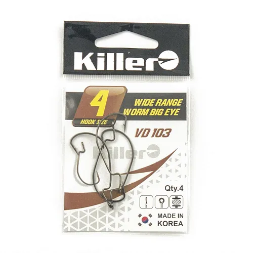 Крючок офсетный Killer Wide range worm (Большое ухо) № 4