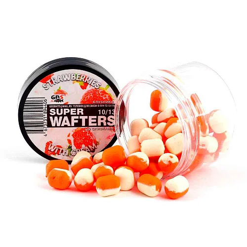 Бойлы нейтральной плавучести (Wafters) GBS Клубника со сливками 10х13мм