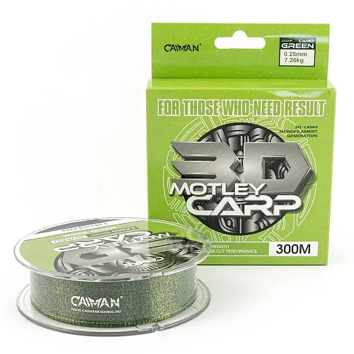 Леска Caiman Motley Carp 300м 3D Camo Green 0,25 мм (6шт в упак)