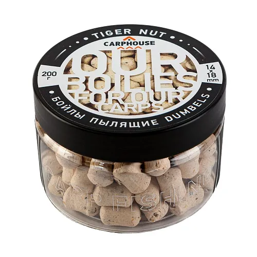 Бойлы Carp House пылящие насадочные дамбелс 14*18 мм Тигровый орех (банка 200гр)