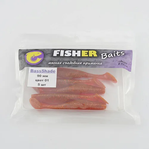 Виброхвост FISHER BAITS Bass Shade 90мм цвет 01 (уп. 5шт)
