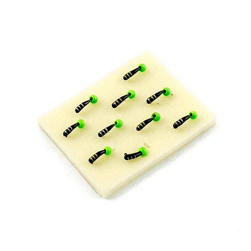 Мормышка вольфрамовая Мастив банан 2,5 черный, латунный шарик 0,5гр (неон зеленый)