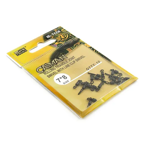 Вертлюг двойной составной с клипсой Caiman 216044 Black mat 7x8 10шт/уп 