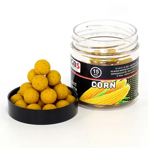 Бойлы GBS Baits тонущие насадочные 15мм 100гр Corn Кукуруза (5шт в упак)