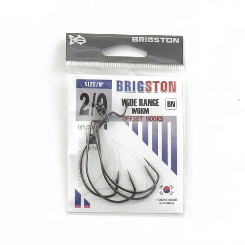 Крючок офсетный Brigston Wide Range Worm BN № 2/0 ( уп. 4 шт.)