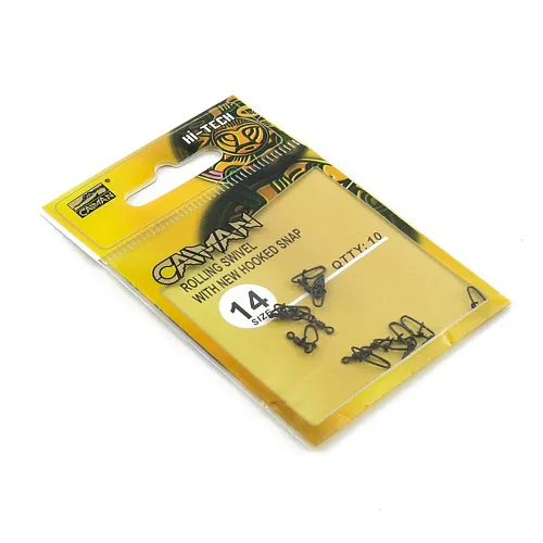 Застежка с вертлюгом Caiman 216020 black mat #14 10шт/уп 