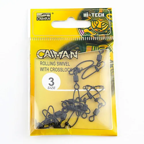 Застежка с вертлюгом Caiman 216002 black mat #3 10шт/уп 