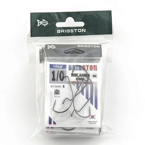 Крючок офсетный Brigston Wide Range Worm BN № 1/0 ( уп. 4 шт.)