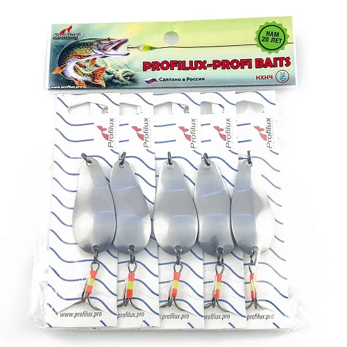 Блесна колеблющаяся нерж. Profilux Байкал 14гр цв. Н-01 Серебро (5 шт в упак.)