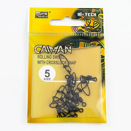 Застежка с вертлюгом Caiman 216004 black mat #5 10шт/уп 