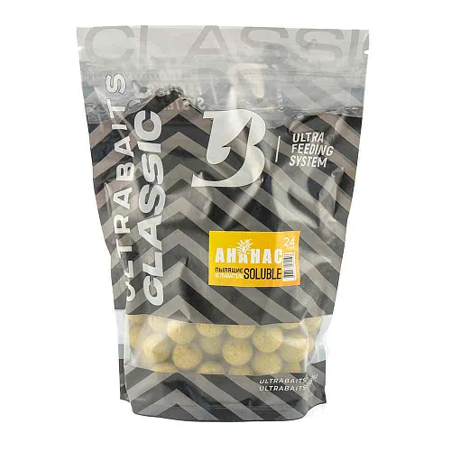 Бойлы прикормочные растворимые UltraBaits Ананас 1 кг 24 мм
