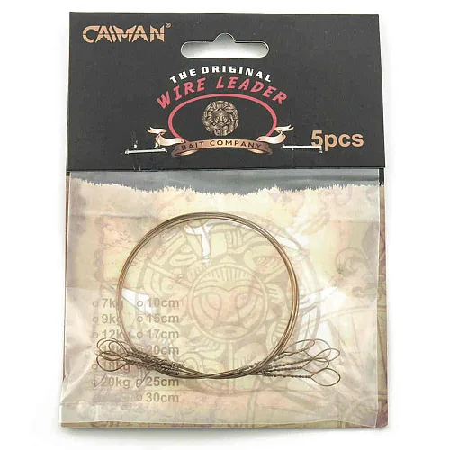 Поводок Caiman струна коричневый (5 шт. в уп.) Ф0,45 20 кг 250 см 256540